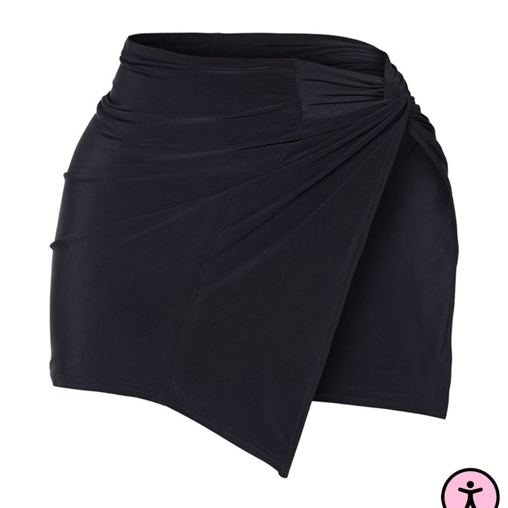 PRETTYLITTLETHING Shape Black Slinky Wrap Detail Skirt Size US4 NWT